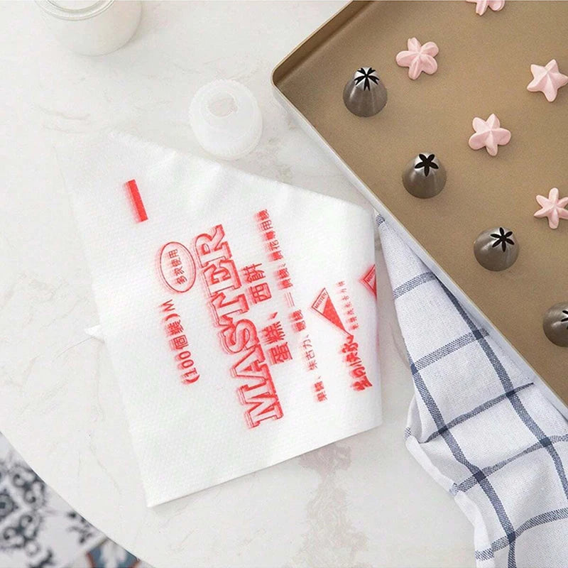 100pcs/lot Disposable Pastry Bag Transparent Plastic Household Kitchen Cake Decoration Cream DIY Tools Cookie Piping Bags TMZ