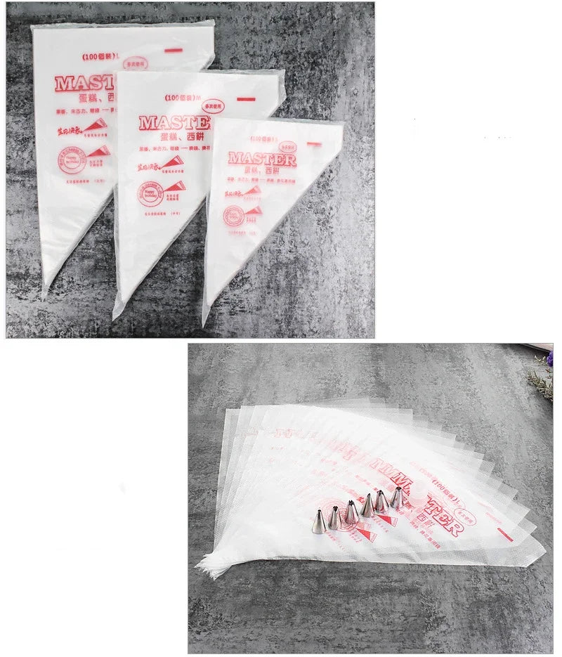 100/50/20 PCS S/M/L Disposable Pastry Bag Cake Cream Decorating Bag Icing Kitchen Baking Piping Bag Pastry Tip Tool Cake Tools