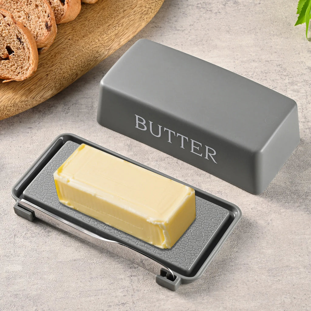 Food Grade PP Butter Container Box Restaurant Sealed Storage Box Cheese Dish with Knife Butter Slicer Butter Tableware