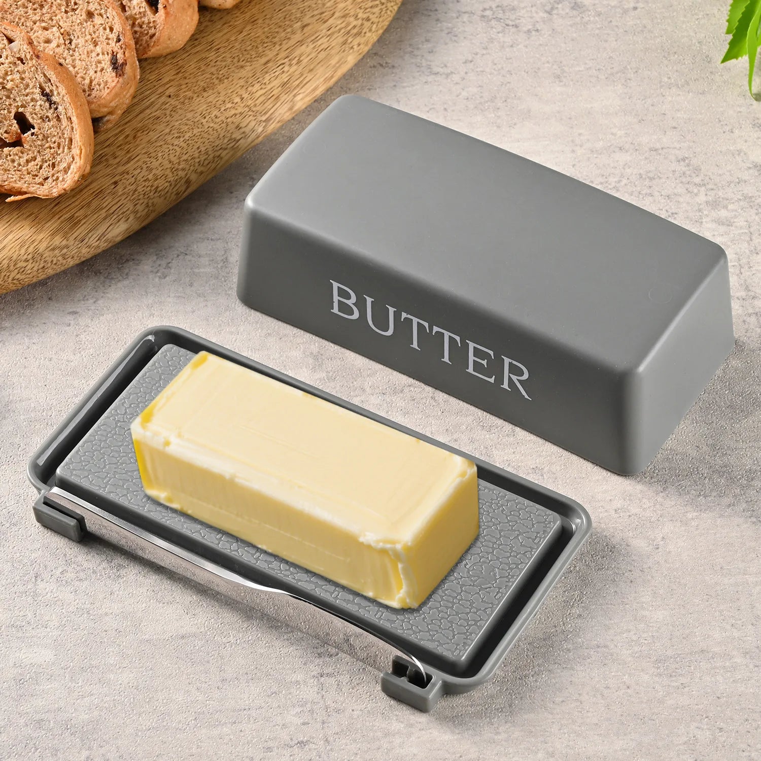 Food Grade PP Butter Container Box Restaurant Sealed Storage Box Cheese Dish with Knife Butter Slicer Butter Tableware