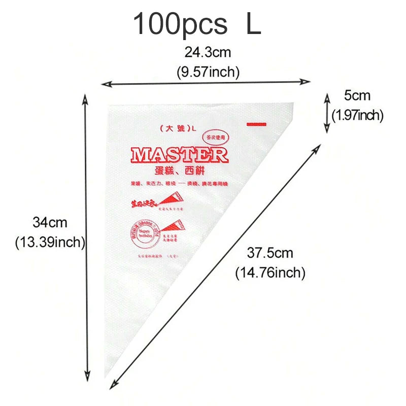 100~300pcs Disposable Pastry Bags Household Kitchen Baking Products Cake and Cookie Decoration DIY Triangle Piping Bag TMZ