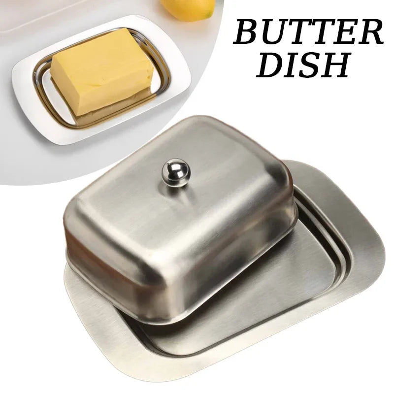 Butter Dish with Lid Stainless Steel BPA Free Storage Box for Butter Cake Bread Fruit Home Restaurant Hotel Kitchen Use