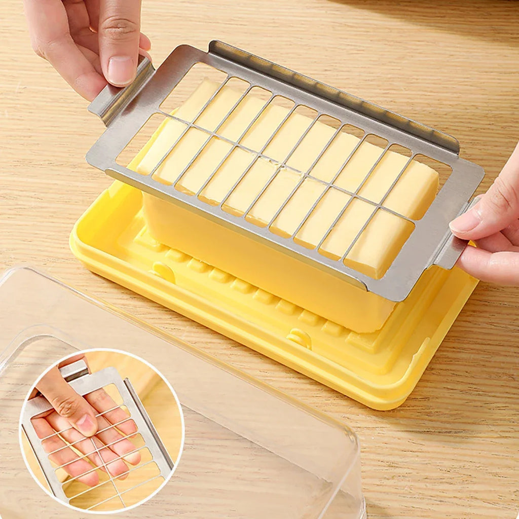 New cheese butter cutting and preservation box with lid, butter slicing knife disc, butter storage container, butter cross bowl