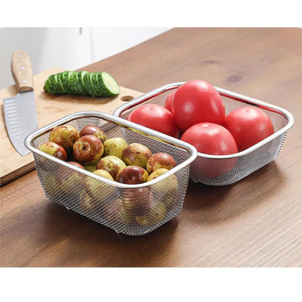 1pcs Stainless Steel Mesh Basket Rectangle Fine Mesh Oil Strainer Vegetable Fruit Colander Strainer Kitchen Tools Sieve Sifters