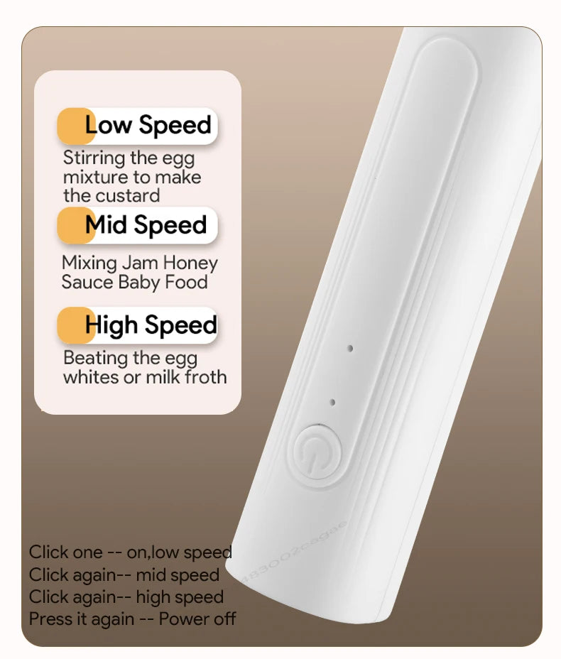 Handheld Egg Beater 3 Speeds Electric Milk Frother USB Rechargeable Foam Maker Mixer Coffee Drink Frothing Wand Foamer Kitchen