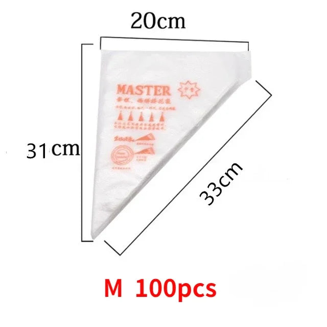 100/50/20 PCS S/M/L Disposable Pastry Bag Cake Cream Decorating Bag Icing Kitchen Baking Piping Bag Pastry Tip Tool Cake Tools