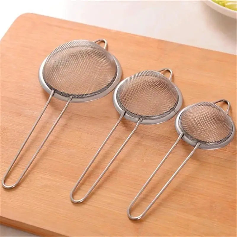 3pcs Multi-purpose Mesh Filter Strainer For Baking With Handle Flour Sieve Sifter Baking Accessories Easy To Filter Kitchen Tool