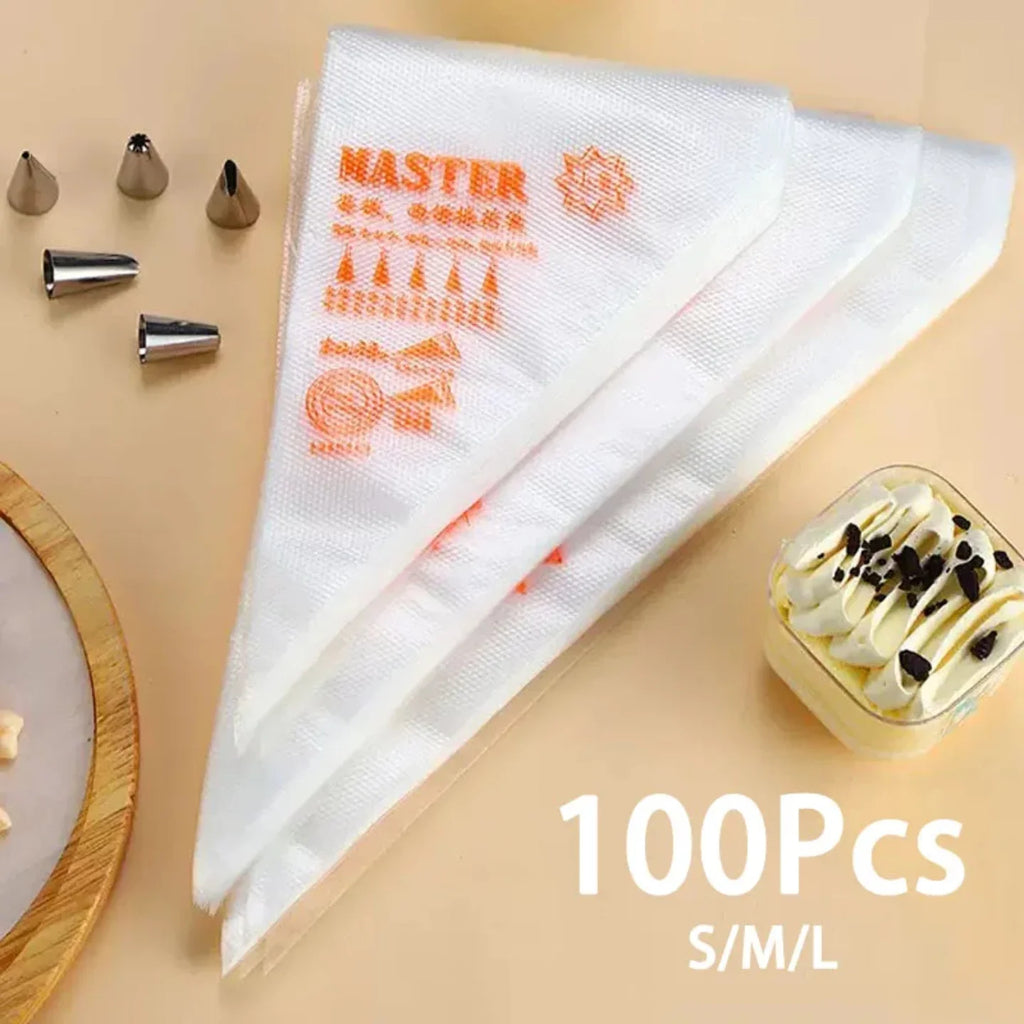 isposable Piping Bags 100PCS Kit Professional Cake Decorating Tools for Cupcakes Baking Fondant Pastry Cream Accessories