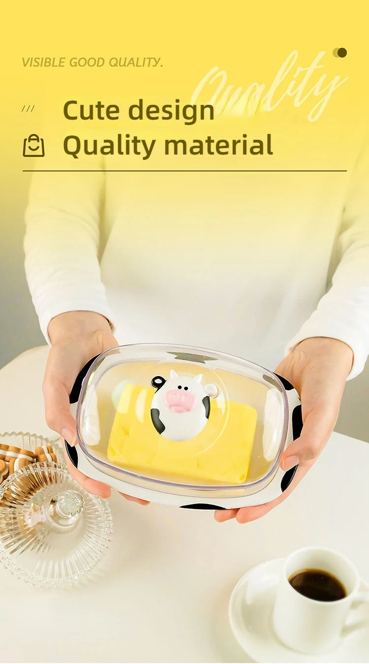 Joie MooMoo Butter Dish with Lid Butter container Butter Storage Box for Refrigerator Butter Cheese Storage Box Tableware