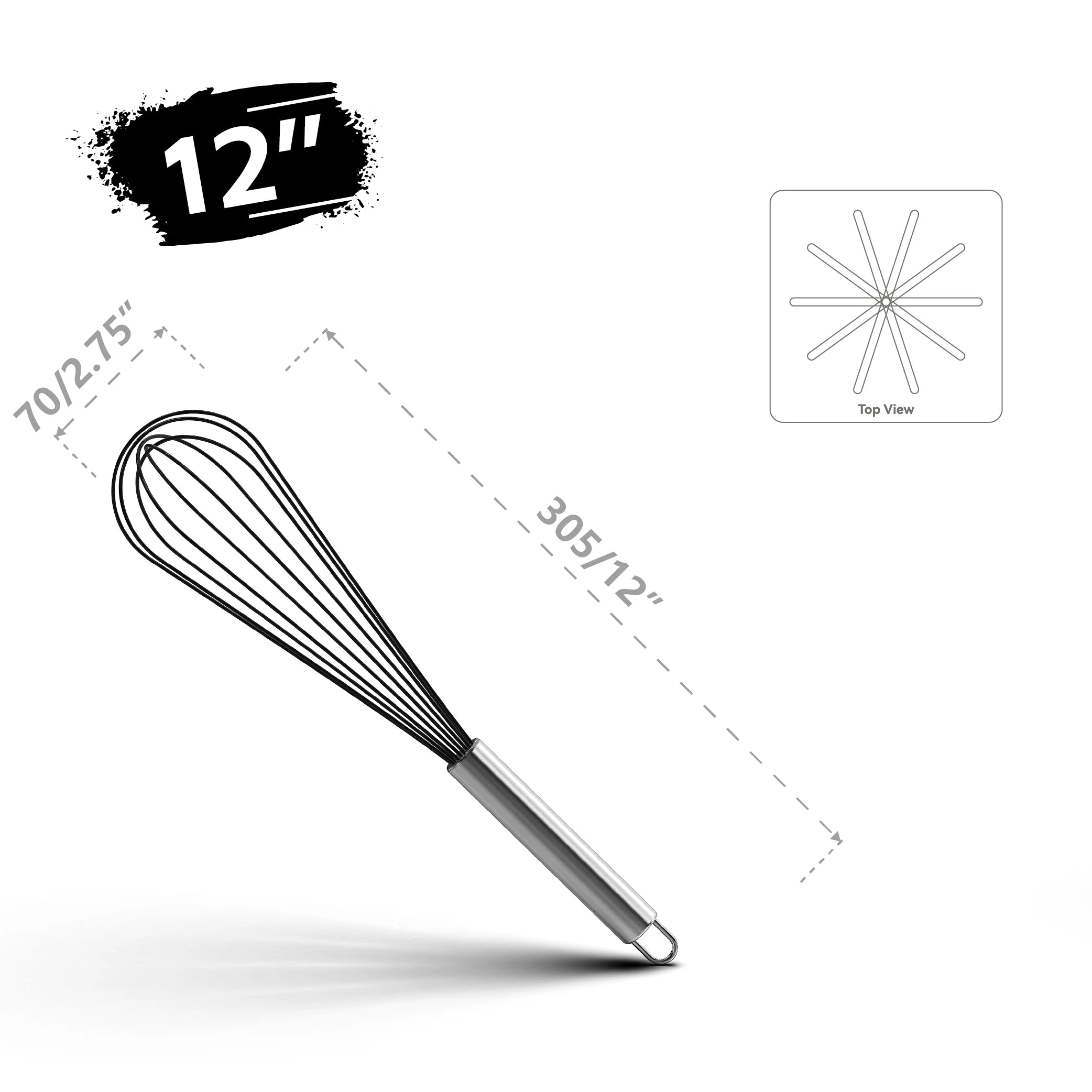VIMACO® Balloon Whisk Stainless Steel 304 18/8 Wire Beater 8"10"12" Kitchen Cooking Tool  No-Stick for Egg