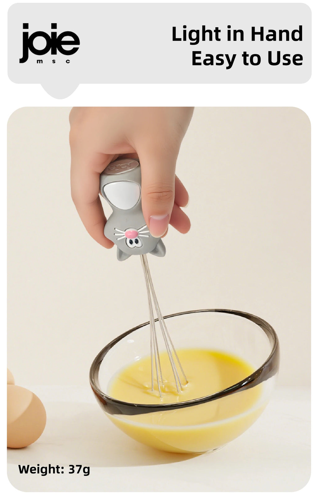 Joie Meow Little Whisk Manual Egg Beater Stainless Steel Egg Whisk Kitchen Wire Balloon Whisk Milk Egg Beater Egg Mixing Tool