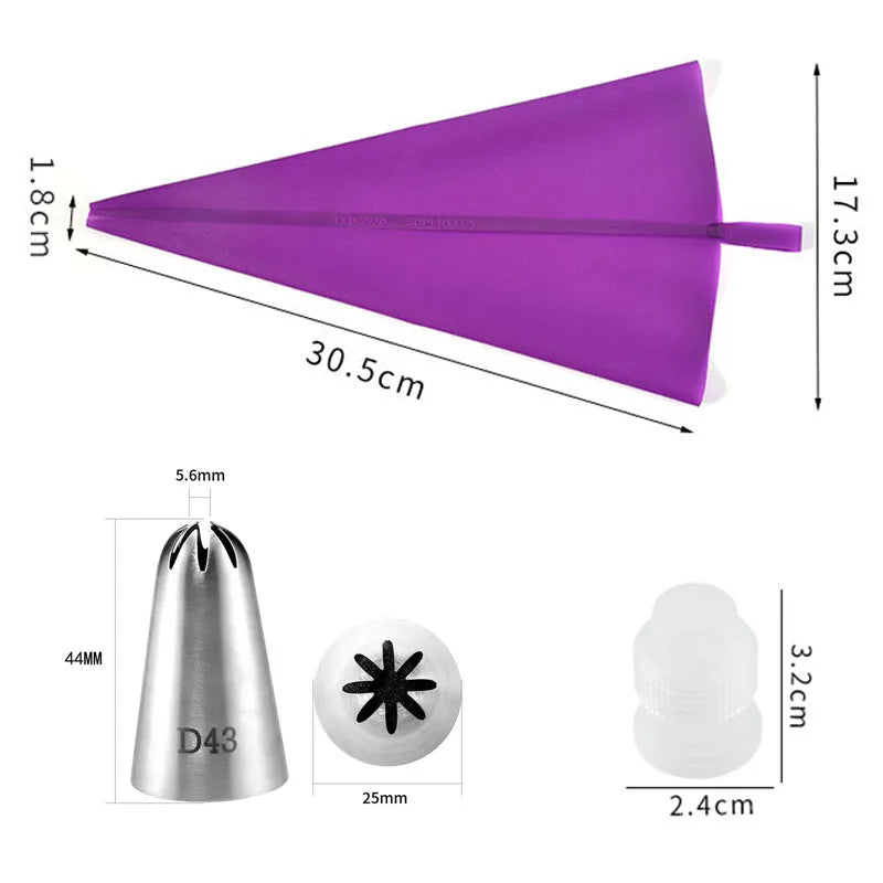 DIY Reusable Puff Cake Tip Silicone Pastry Bag Cream Butter Stainless Steel Nozzle Decor Baking Piping Bags Kitchen Tools