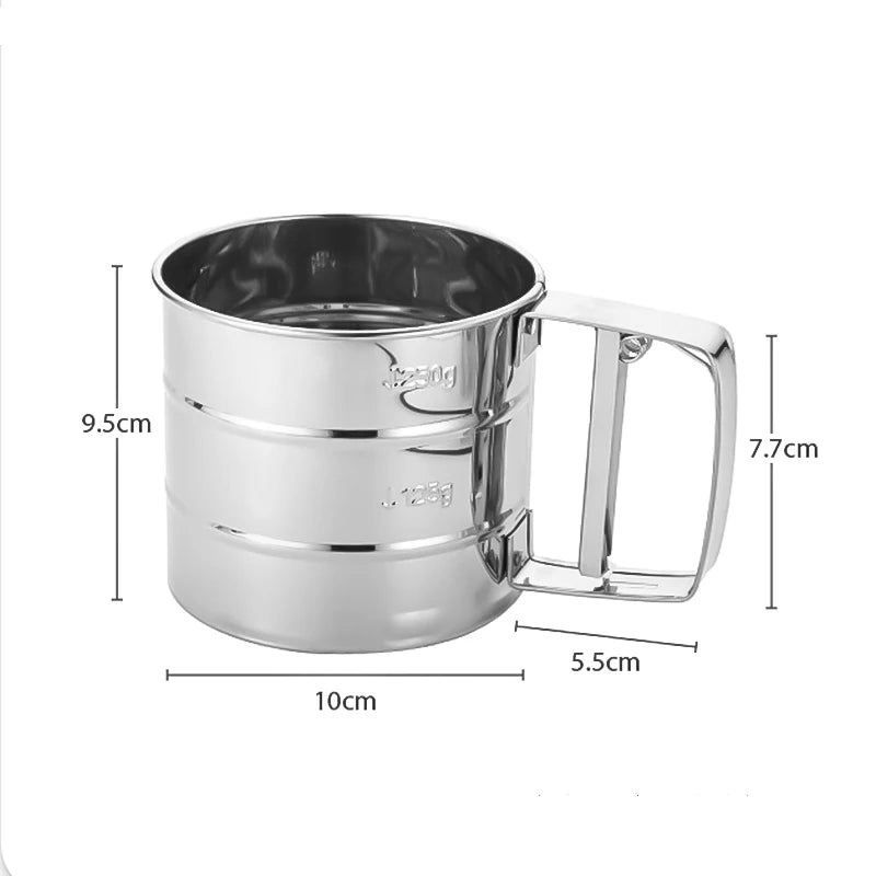 FAIS DU Stainless Steel Flour Sifter Double Layer Fine Mesh Baking Powder Sifter for Baking and Sieving