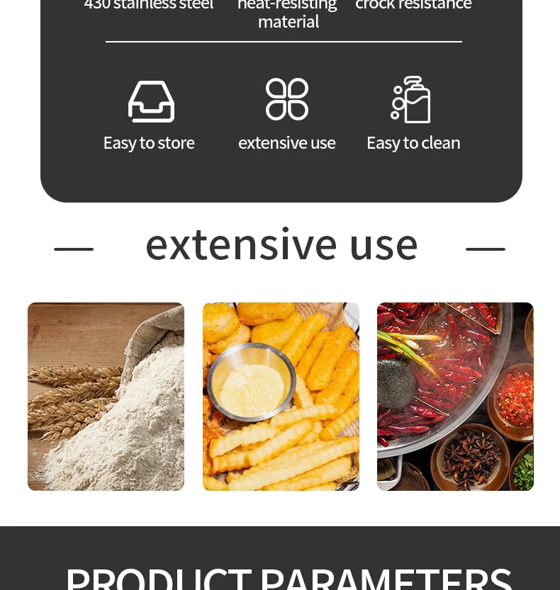 Stainless Steel Fine Double Mesh  Strainer Kitchen Skimmer Flour  Sifter Colander Sieve Wire Mesh  Juice Powder Filter Strainer