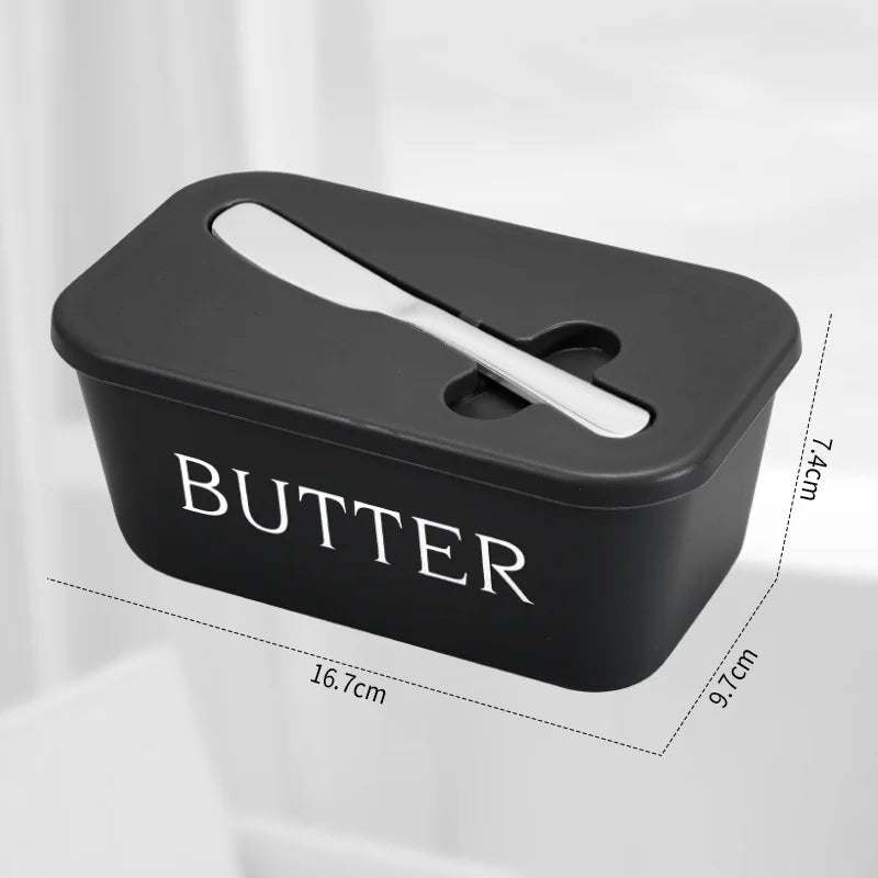 Butter Container Food Grade PP Box Restaurant Sealed Storage Box Cheese Dish with Knife Butter Slicer Butter Tableware