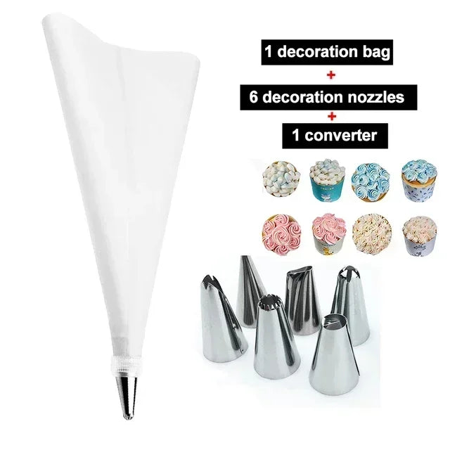 8/10/16Pcs/Set Silicone Pastry Bag Tips Kitchen Cake Icing Piping Cream Cake Decorating Tools Reusable Nozzle Set +1 Pastry Bags