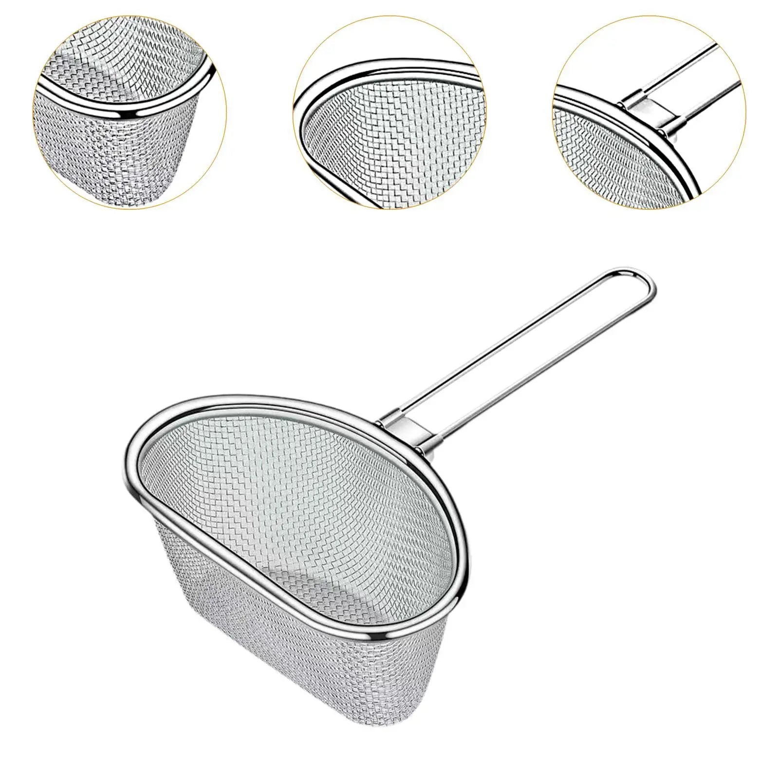 Noodles Strainer Stainless Steel Food Colander Sifter Fry Basket Spaghetti Strainer Spoon for Cooking Camping Noodles Pasta