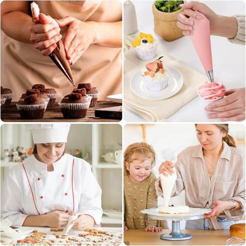 Disposable Piping Bags - Extra Thick Non-Slip Pastry Bags with Anti-Burst Design for Cake Decorating, Cupcakes