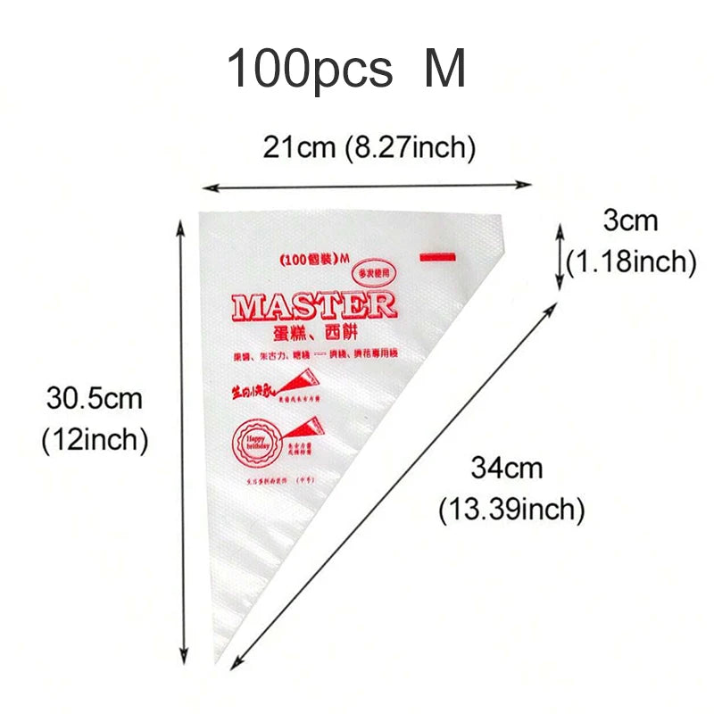 100~300pcs Disposable Pastry Bags Household Kitchen Baking Products Cake and Cookie Decoration DIY Triangle Piping Bag TMZ
