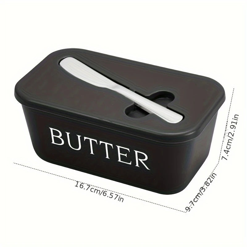Butter Container Box with Knife Simple Restaurant Sealed Storage Box Cheese Box with Knife Butter Slicer Butter Dish Tableware