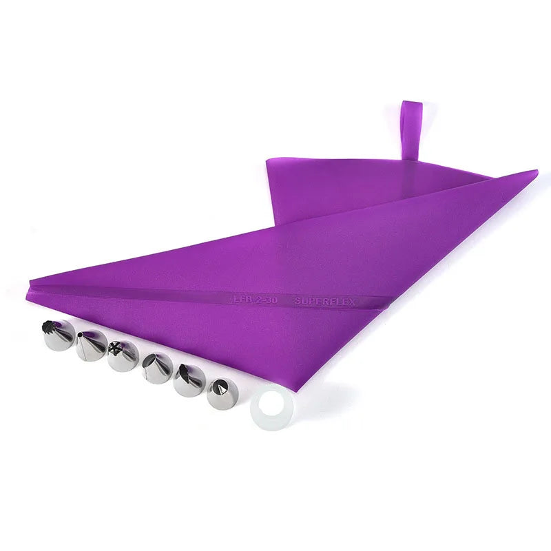 DIY Reusable Puff Cake Tip Silicone Pastry Bag Cream Butter Stainless Steel Nozzle Decor Baking Piping Bags Kitchen Tools