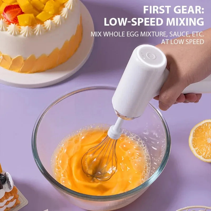 Electric Egg Beater Rechargeable Home Handheld Small Wireless Egg Beater Baking Cream Electric Whip Blender Hand Mixer for Cakes