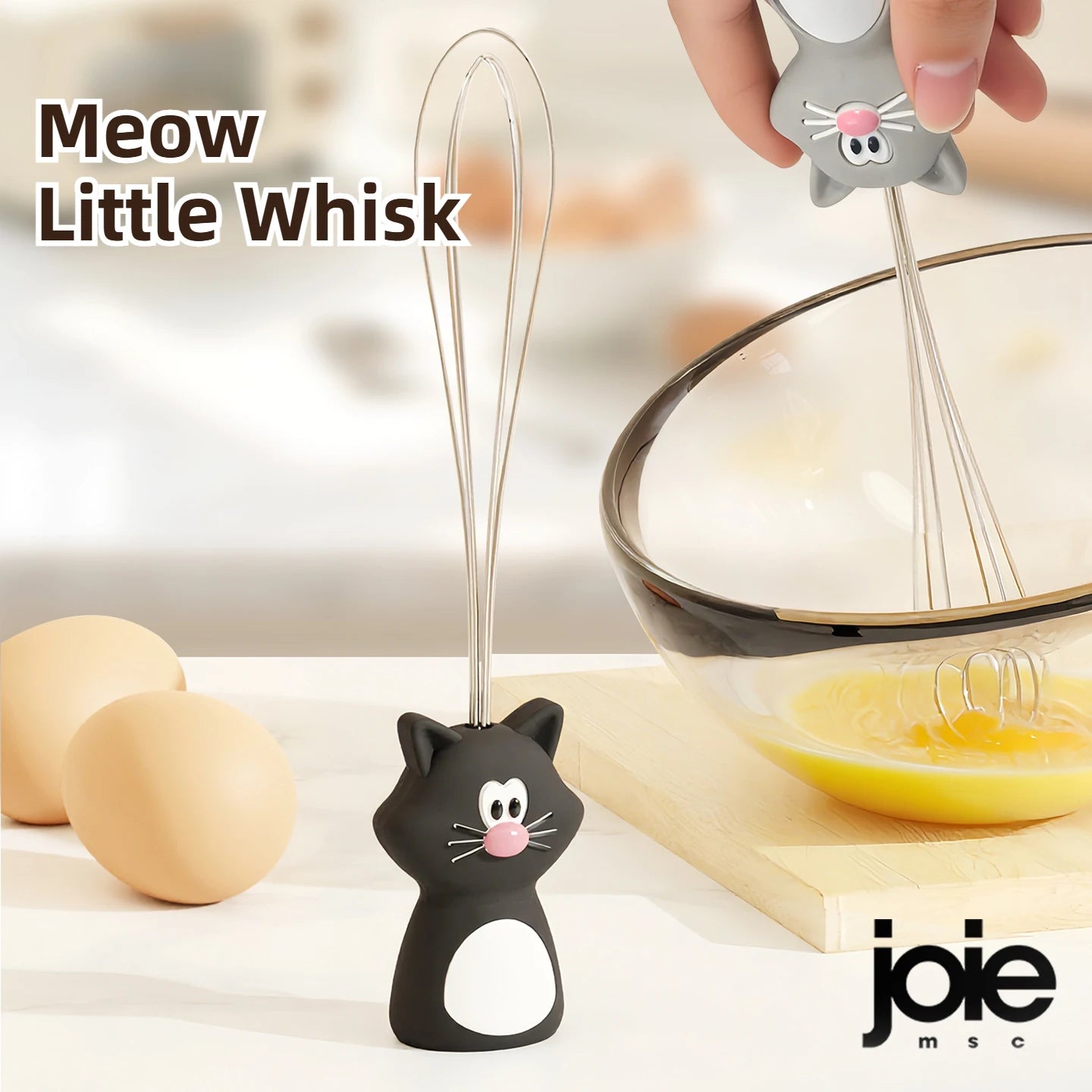 Joie Meow Little Whisk Manual Egg Beater Stainless Steel Egg Whisk Kitchen Wire Balloon Whisk Milk Egg Beater Egg Mixing Tool