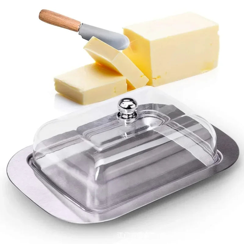 Butter Dish with Lid Stainless Steel BPA Free Storage Box for Butter Cake Bread Fruit Home Restaurant Hotel Kitchen Use