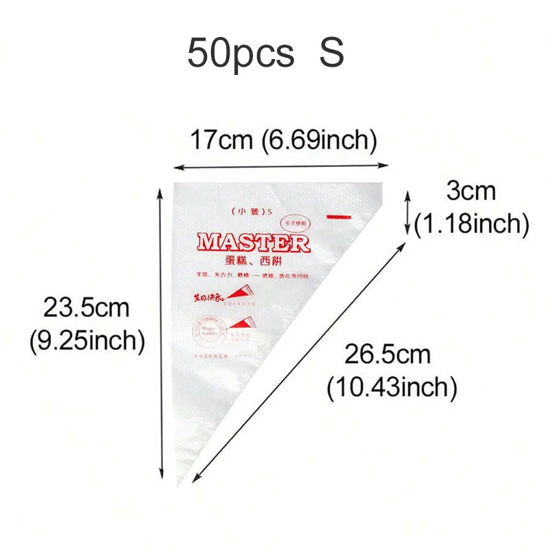 100~300pcs Disposable Pastry Bags Household Kitchen Baking Products Cake and Cookie Decoration DIY Triangle Piping Bag TMZ