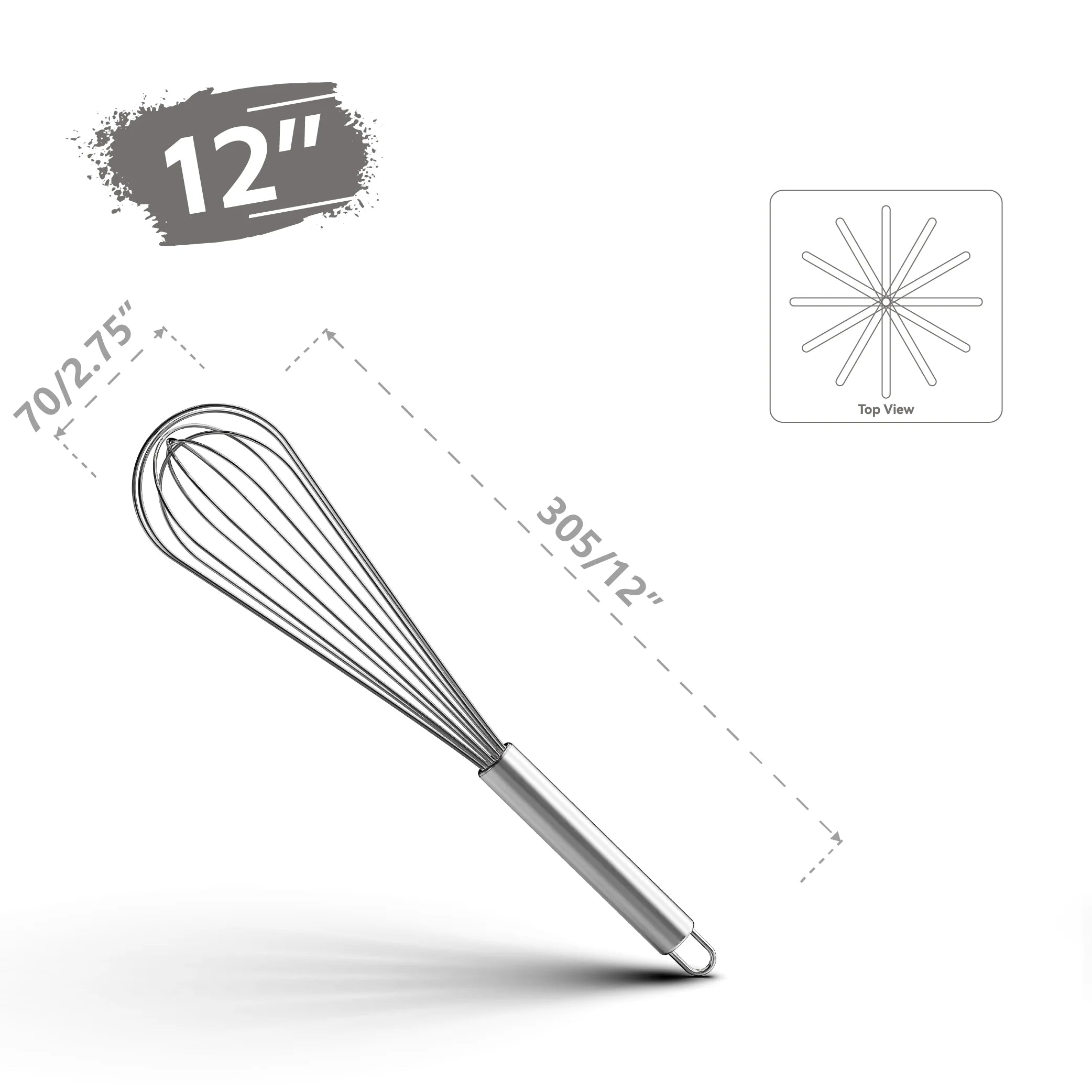 VIMACO® Balloon Whisk Stainless Steel 304 18/8 Wire Beater 8"10"12" Kitchen Cooking Tool  No-Stick for Egg
