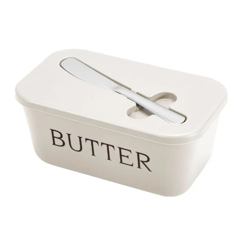 Butter Container Box with Knife Simple Restaurant Sealed Storage Box Cheese Box with Knife Butter Slicer Butter Dish Tableware