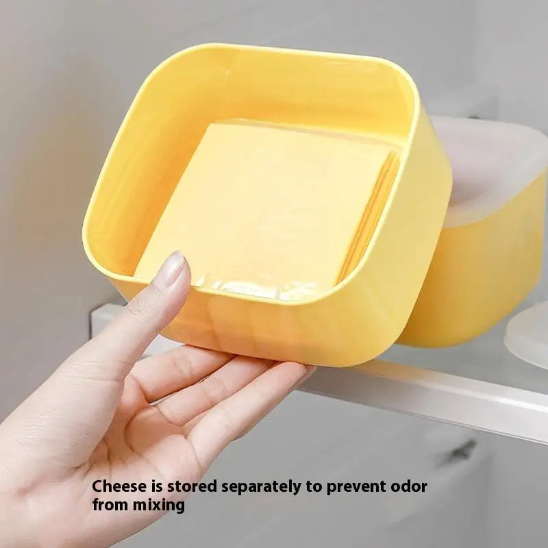 1Pc Butter Cheese Slice Holder With Lid Plastic Clear Cheese Box Sliced Cheese Container Fridge Storage Box Airtight Holder