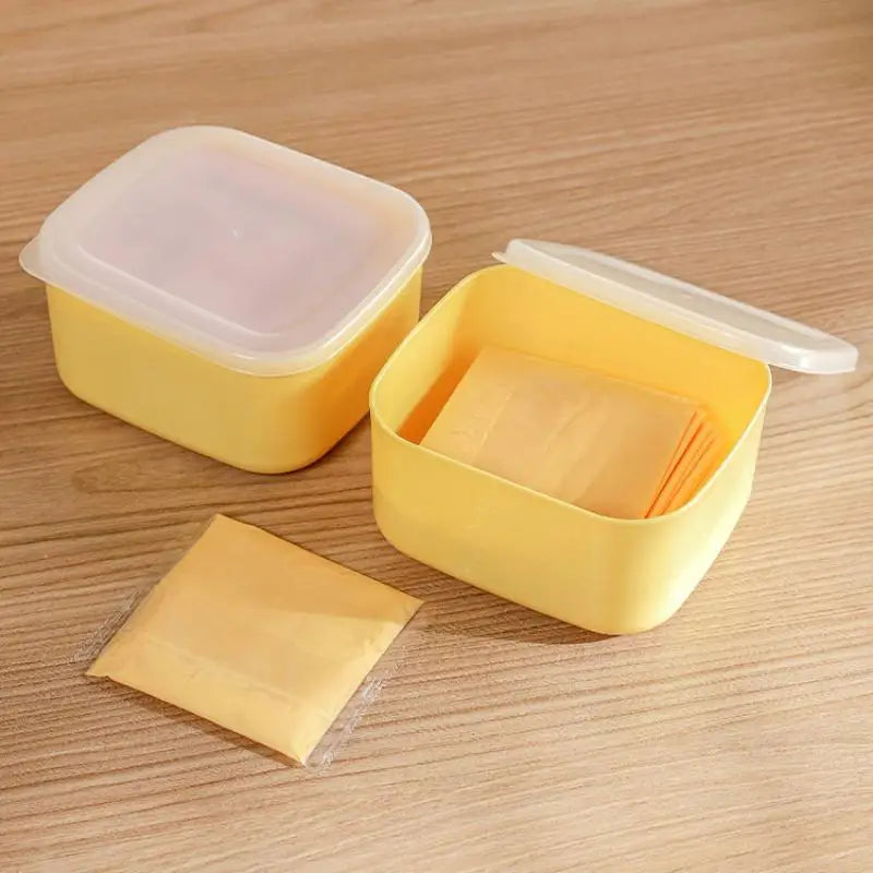 1Pc Butter Cheese Slice Holder With Lid Plastic Clear Cheese Box Sliced Cheese Container Fridge Storage Box Airtight Holder