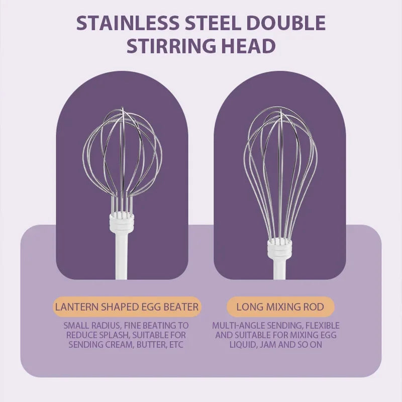 Electric Egg Beater Rechargeable Home Handheld Small Wireless Egg Beater Baking Cream Electric Whip Blender Hand Mixer for Cakes