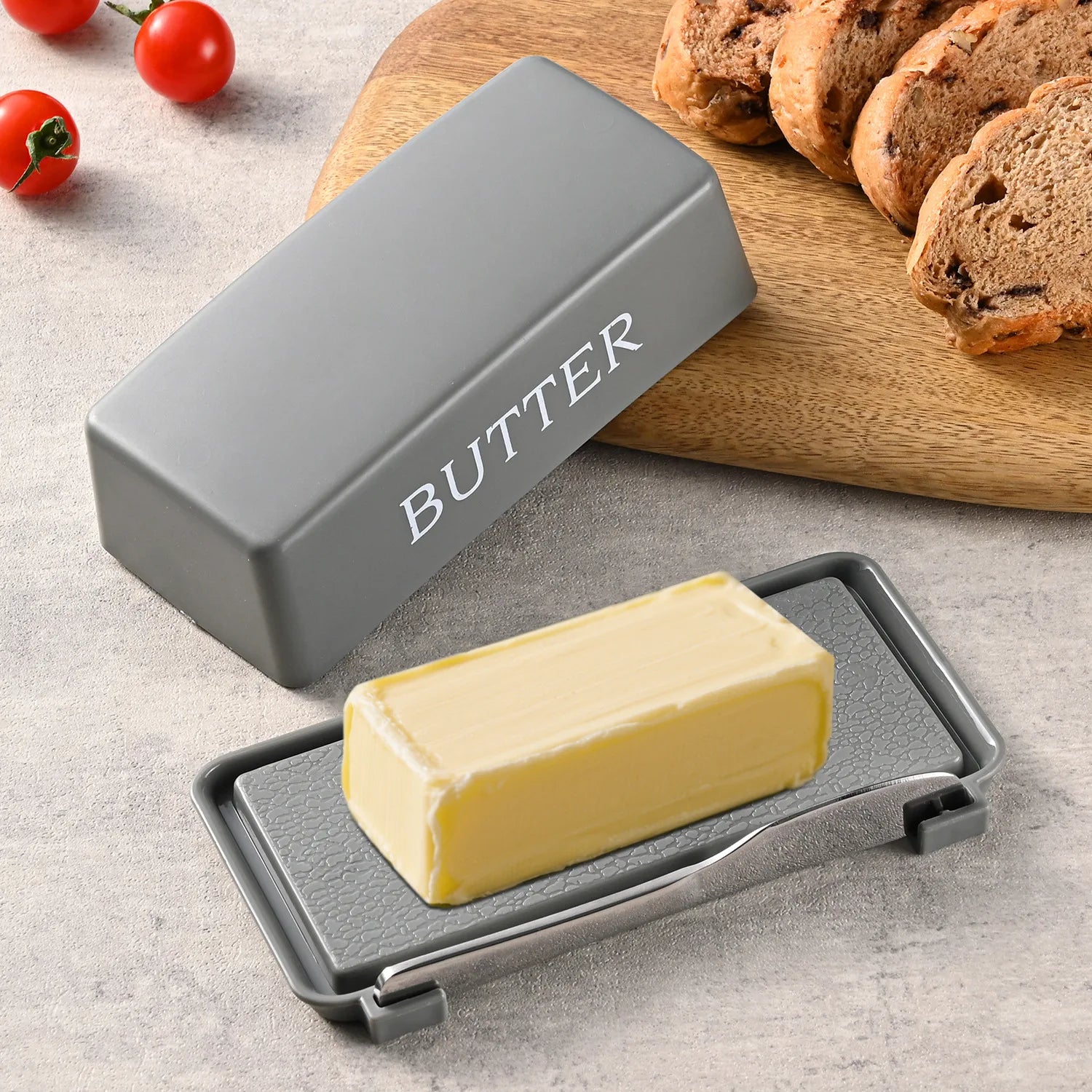 Food Grade PP Butter Container Box Restaurant Sealed Storage Box Cheese Dish with Knife Butter Slicer Butter Tableware