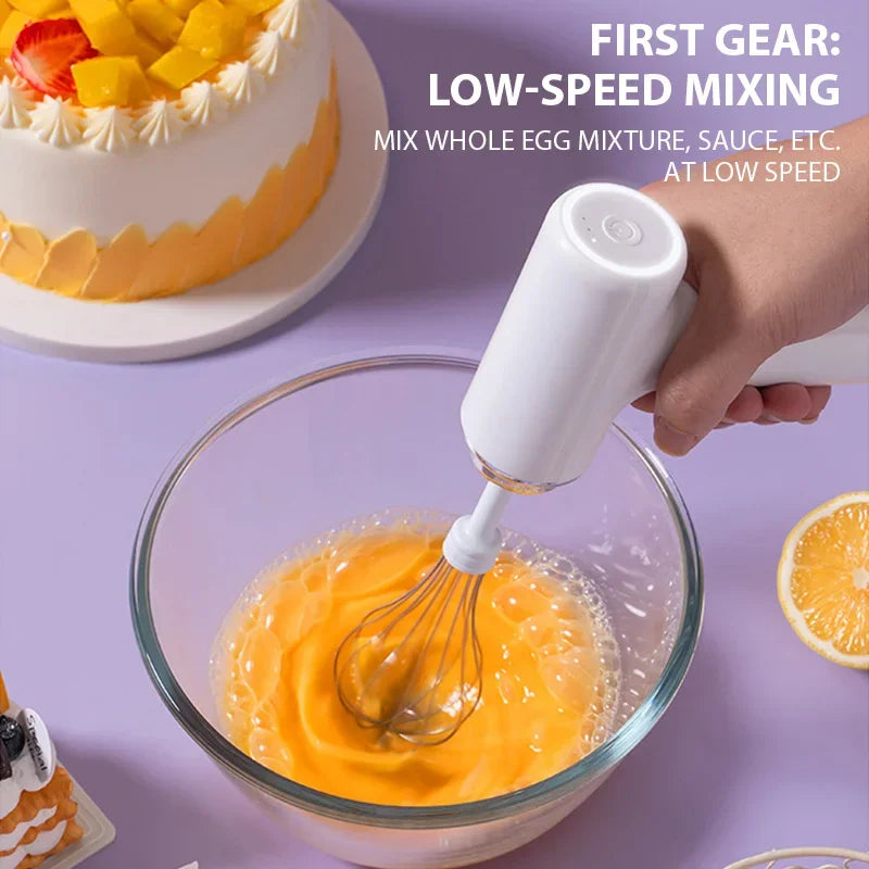 Electric Egg Beater Rechargeable Home Handheld Small Wireless Egg Beater Baking Cream Electric Whip Blender Hand Mixer for Cakes