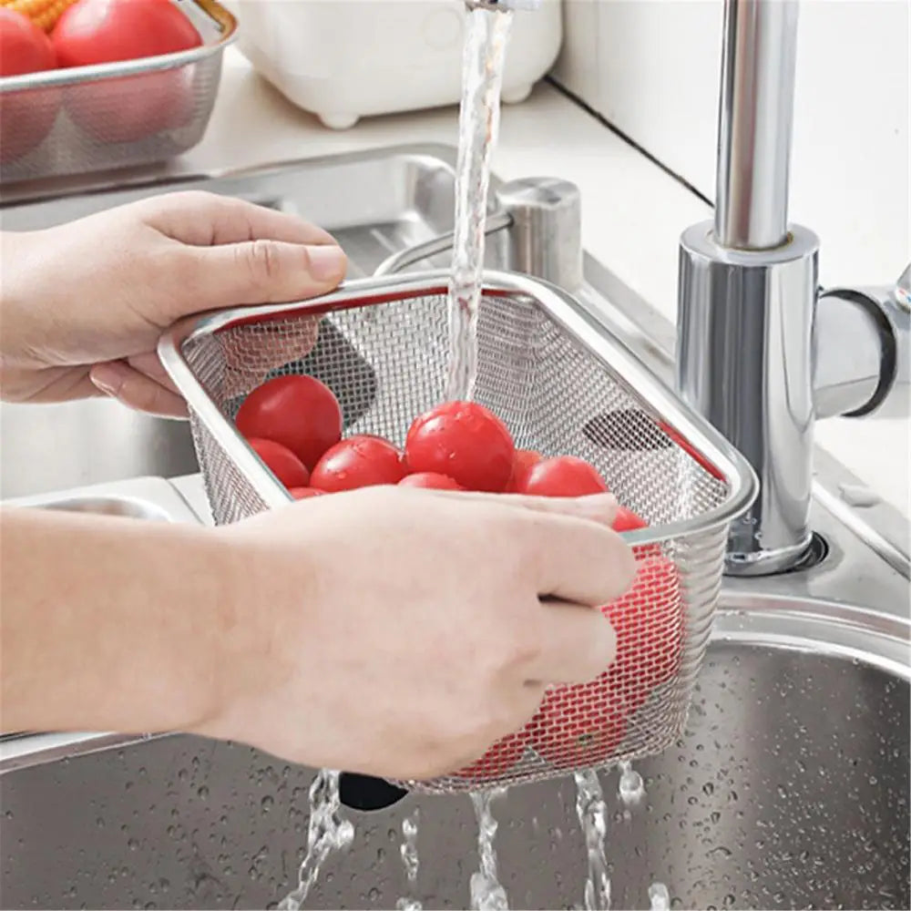 1pcs Stainless Steel Mesh Basket Rectangle Fine Mesh Oil Strainer Vegetable Fruit Colander Strainer Kitchen Tools Sieve Sifters