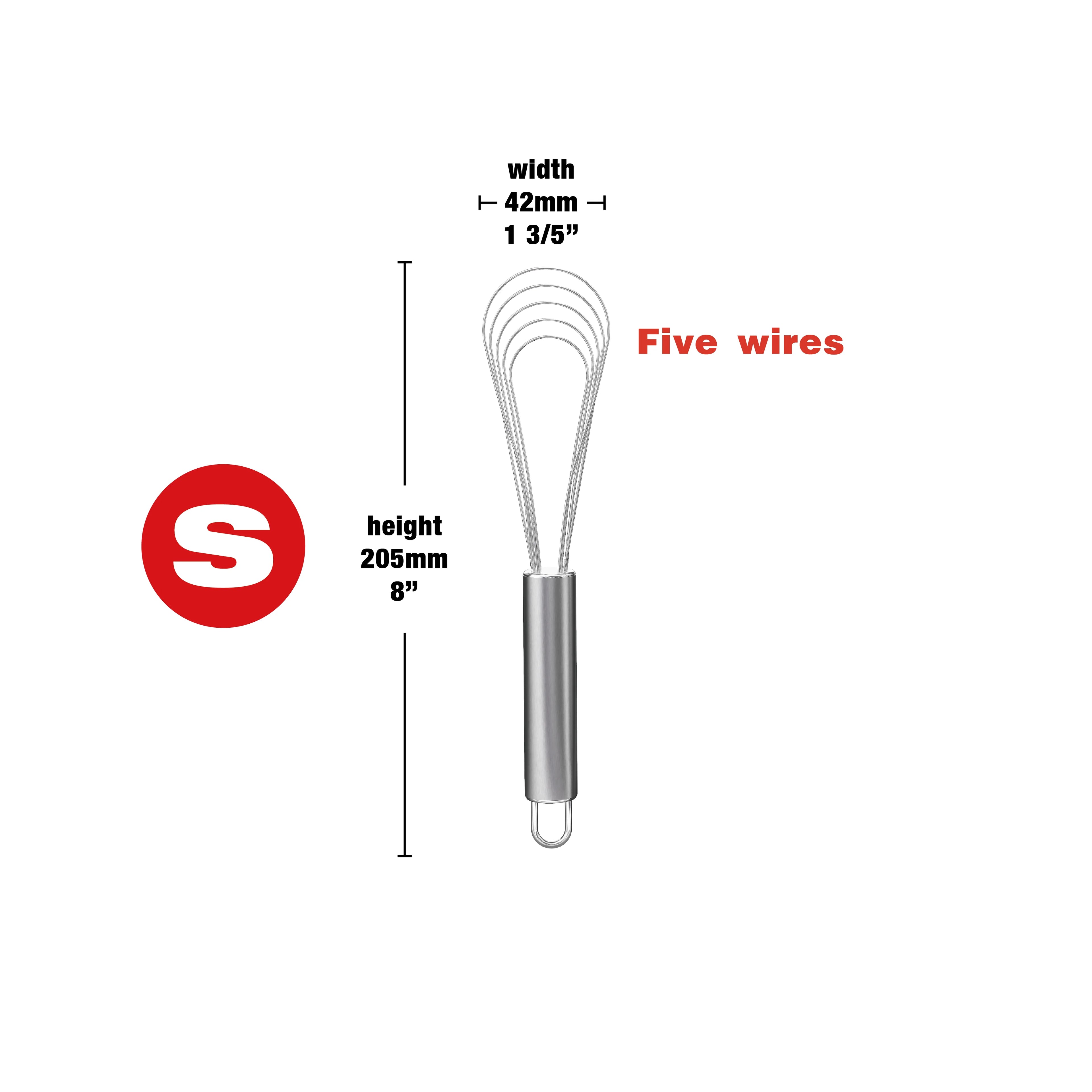 VIMACO® Flat Whisk Stainless Steel 8"10"12" Egg Utensils for Kitchen Baking Prepworks