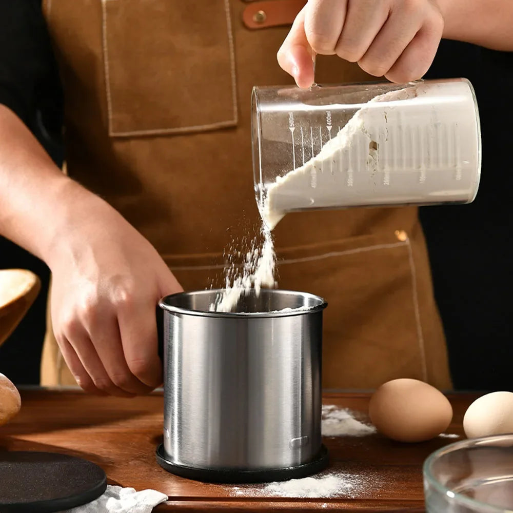 Hight Quality Powder Sugar Shaker With Hand Press Design Stainless Steel Flour Sifter For Baking Fine Mesh Flour Sifter Sieve