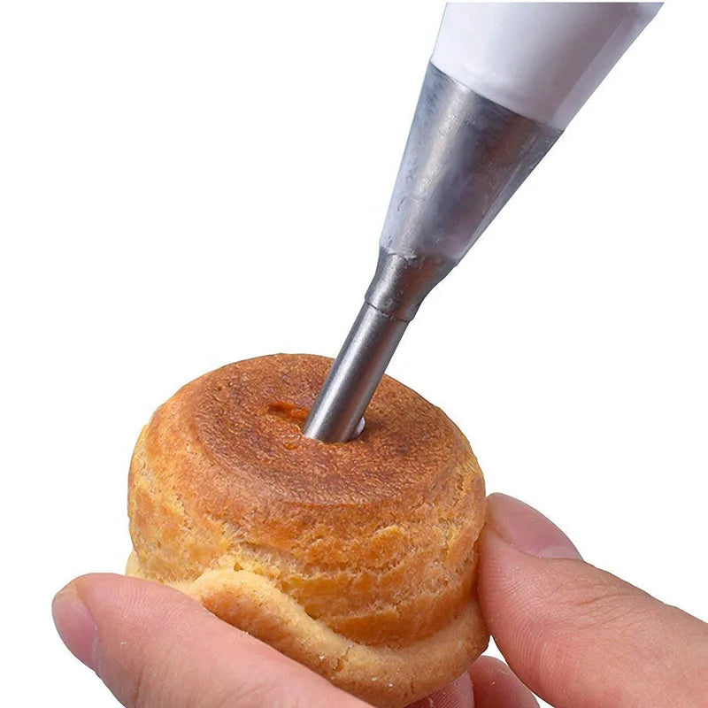 DIY Reusable Puff Cake Tip Silicone Pastry Bag Cream Butter Stainless Steel Nozzle Decor Baking Piping Bags Kitchen Tools