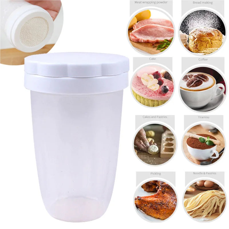 Hand-Held Plastic Powder Shaker Sieve for Baking Icing Sugar Mesh Flour Sifter DIY Kitchen Tool