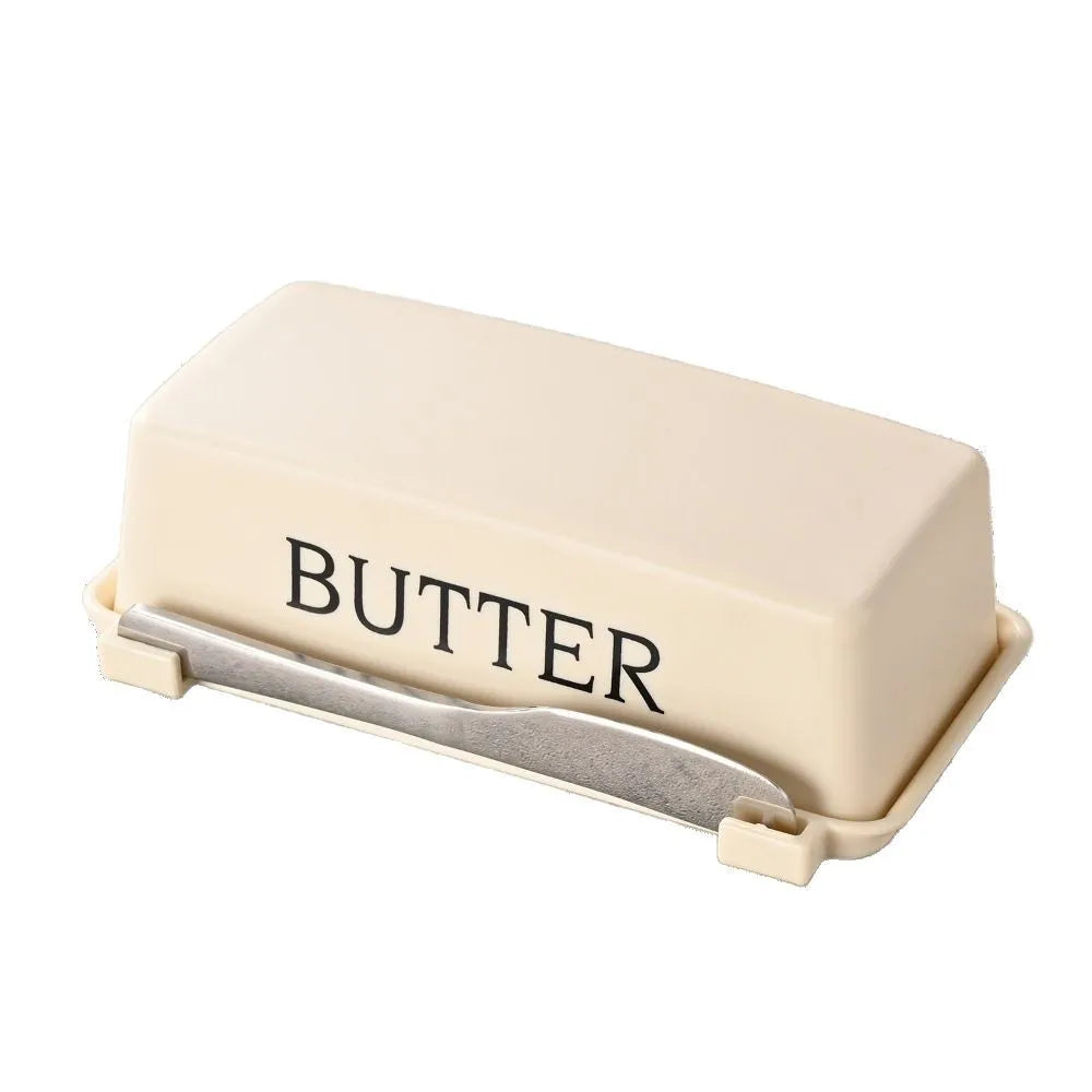 Food Grade PP Butter Container Box Restaurant Sealed Storage Box Cheese Dish with Knife Butter Slicer Butter Tableware