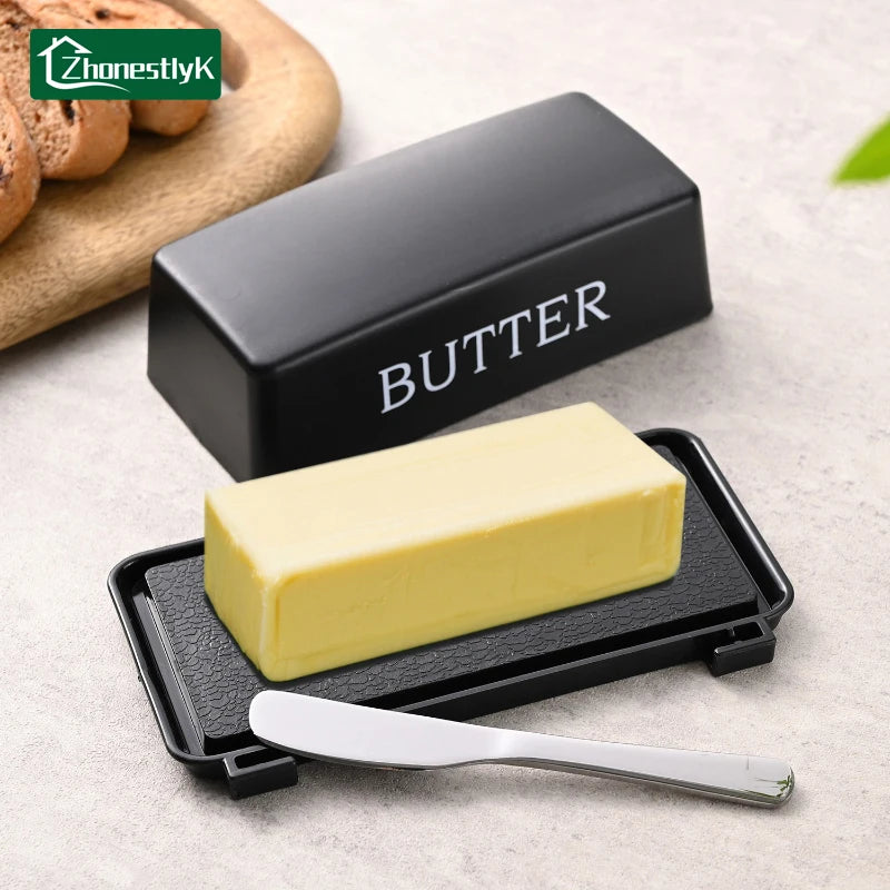 Food Grade PP Butter Container Box Restaurant Sealed Storage Box Cheese Dish with Knife Butter Slicer Butter Tableware