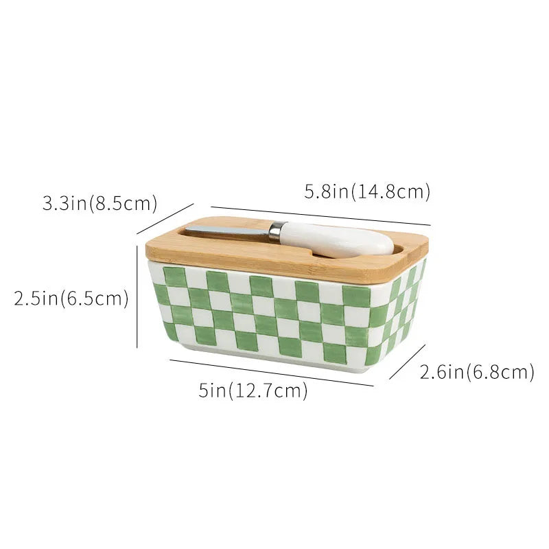 1set of country-style ceramic butter box, retro home kitchen cheese butter refrigerated box, butter dish, gift