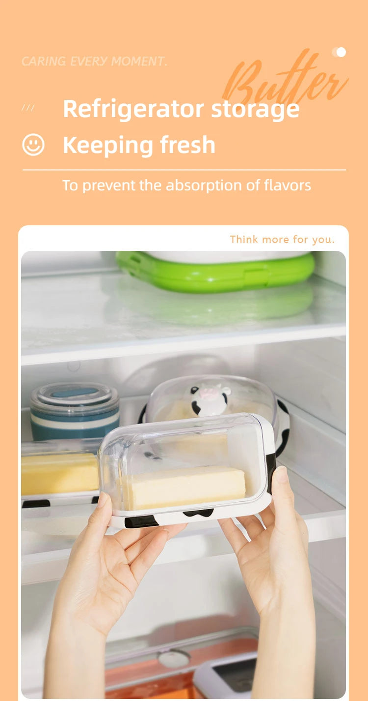 Joie MooMoo Butter Dish with Lid Butter container Butter Storage Box for Refrigerator Butter Cheese Storage Box Tableware