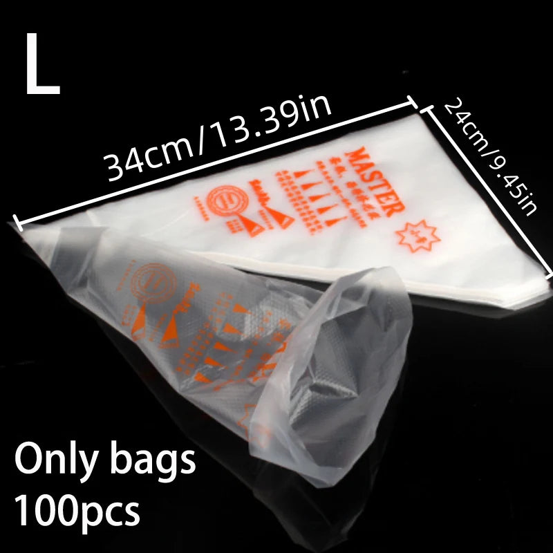 100pcs Piping Bags, Cake Decorating Tools with Icing Bags Tips, Disposable Pastry Bags Supplies for Baking, Royal Icing Cupcakes
