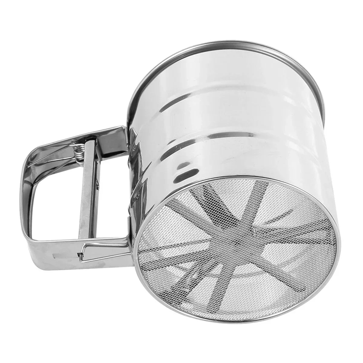 Diamond Pattern Flour Sifter For Baking Powder Sugar Shaker With Hand Press Design Fine Mesh Stainless Steel Flour Sifter Sieve