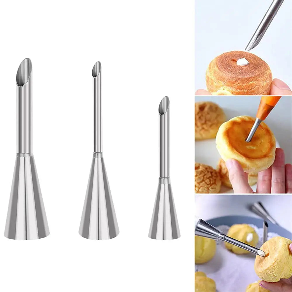 DIY Reusable Puff Cake Tip Silicone Pastry Bag Cream Butter Stainless Steel Nozzle Decor Baking Piping Bags Kitchen Tools