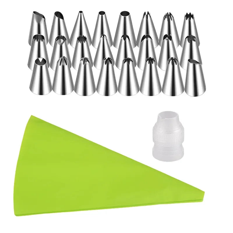 20/26/42PCS Bake Cake Decorating Kit Tools with Stainless Steel Tips Piping Bags and Tips Set Reusable Silicone Pastry Bags