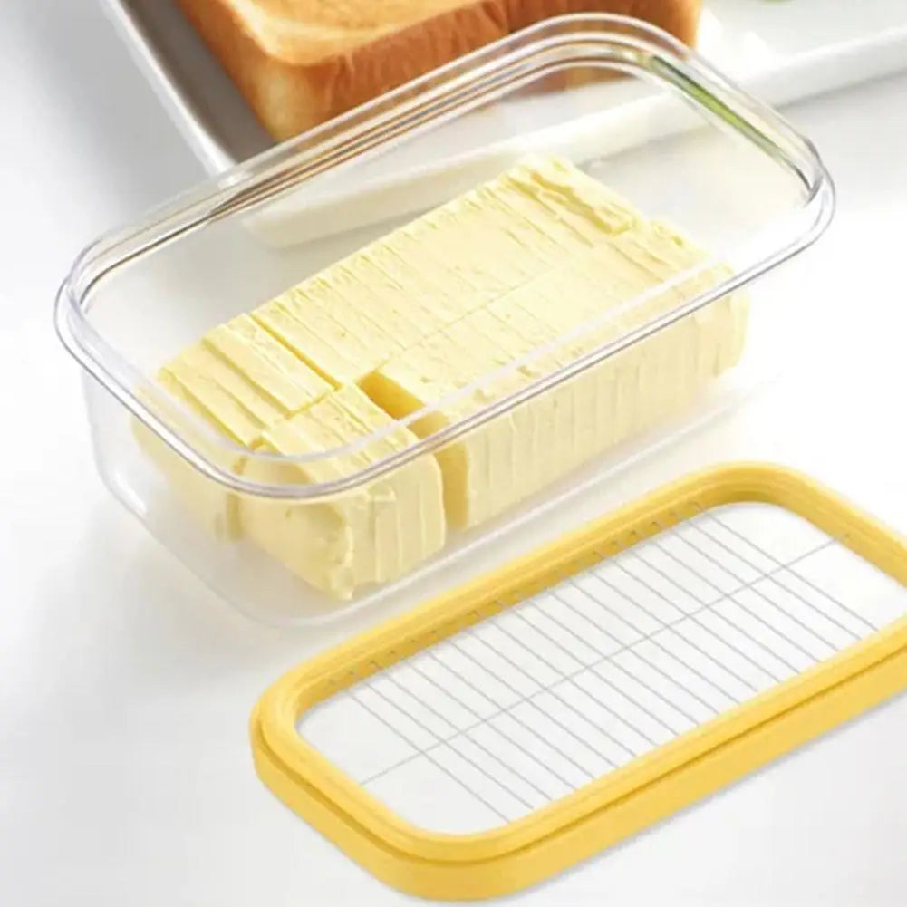 Butter Box With Lid Butter Tray with Clear Lid and Cutter Box Kitchen Knife Cheese Cutter Airtight Rectangular Butter Storage